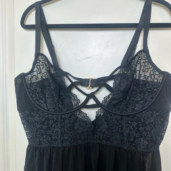 NEW Adore Me Rae Black Lace Sheer Underwire Nightie Lingerie, Size 3X - Picture 7 of 12